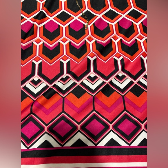 NWOT Notations Black Pink Print Chain Tie Career Work Shift Dress Large L - Picture 5 of 5